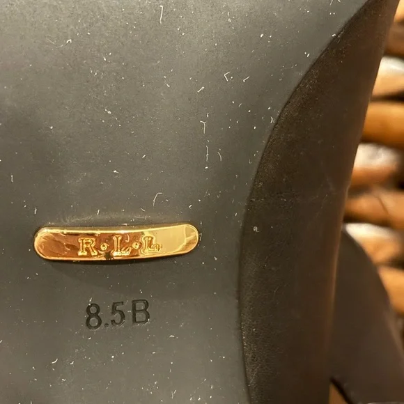 Lauren Ralph Lauren Dark Granite Gray Heels with Black  Bows size 8.5 - Picture 10 of 12